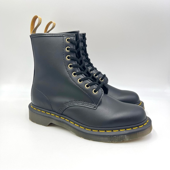 Dr Martens Black Felix Rub Off Faux Vegan Leather 1460 Lace Up Combat Boots NEW - Picture 1 of 14